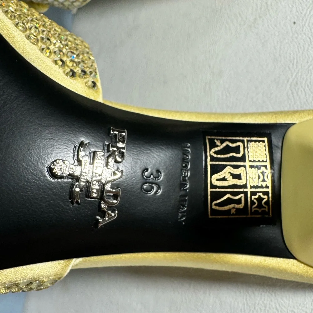 Prada Crystal-Covered Satin Sandals ananas casual summer wedding formal comfy